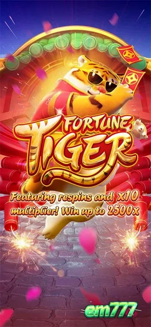 Makulay na disenyo ng Fortune Tiger slot na may temang Asian at gintong tigre.